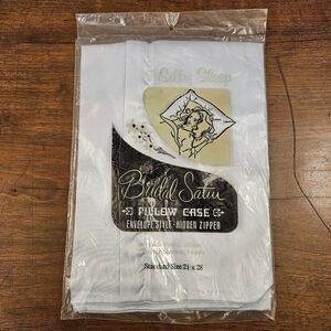 VTG NOS Silky Sleep Bridal Satin Zippered Pillow Case Envelope Style Blue